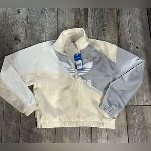 Adidas Cream and Gray Colorblock Jacket